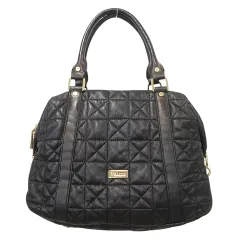 イザック Y'saccs キルト レザー ハンドバッグ 2WAY ショルダー 黒 ブラック ■GY99