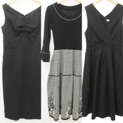 ミッシェルクラン MICHEL KLEIN オフオン 他 ワンピース 3点セット まとめ ノースリーブ ニット ドレス 約Mサイズ 黒 ブラック