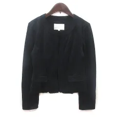 ナチュラルビューティー NATURAL BEAUTY ノーカラージャケット 総裏地 長袖 36 黒 ブラック /MS