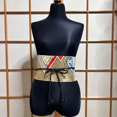 和洋折衷リメイク帯| リバーシブル帯　サッシュベルト　帯ベルト 亀甲文×花柄