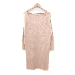 ドゥアルシーヴ DOUX ARCHIVES ワンピース ニット ミモレ ロング 長袖 アンゴラ混 M ベージュ /MN