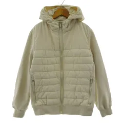 ザラ ZARA コンビキルティングジャケット フード付き 中綿入り スウェット切替え ジップアップ 裏起毛 生成り S