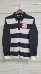 100 NIKEナイキ 黒白 ストライプ ピケ ポロシャツ ラグビー カラーTシャツ 100