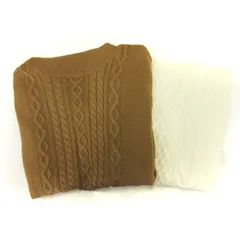 メンズメルローズ MEN'S MELROSE 2点セット ケーブル ニット セーター 長袖 タートルネック プルオーバー ブラウン アイボリー 4