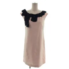 クイーンズコート QUEENS COURT ワンピース フォーマル ひざ丈 ノースリーブ リボン ピンクベージュ 黒 2