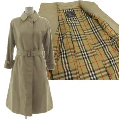 バーバリーズ Burberrys ステンカラーコート ヴィンテージ イングランド製 ベルト付き 裏地ノバチェック コットン混 ベージュ