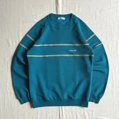 〜80s　vintage　ヴィンテージ　デサント製　old adidas　オールドアディダス　トレフォイルロゴ刺繍　短丈スウェット　切替ライン　L　Y2K　C-BOY　one-point trefoil logo embroidery sweat shirt