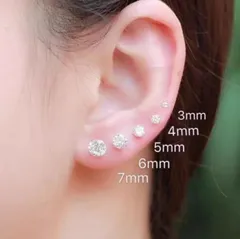 s6 【S925刻印】高品質ジルコニア スタッドピアス 3〜7mm 選べるサイズ✨ 金アレ対応 シンプル