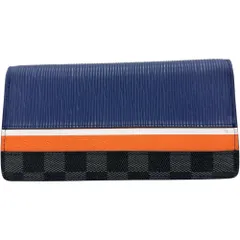 【LOUIS VUITTON/ルイ・ヴィトン】ポルトフォイユブラザNM 長財布 エピレザー/ダミエグラフィットキャンバス ネイビー（ブルーマリーヌ）/ブラック/オレンジ レディース 【中古】【真子質店】