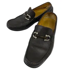 サルヴァトーレフェラガモ Salvatore Ferragamo ローファー ガンチーニ ビットローファー 革靴 スリッポン イタリア製 EE 6 24.6cm ダークブラウン 茶 シルバー