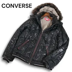 Y2K 00s archive★ CONVERSE コンバース 秋冬 ファー★ 光沢 中綿 ブルゾン ジャケット Sz.L メンズ 黒