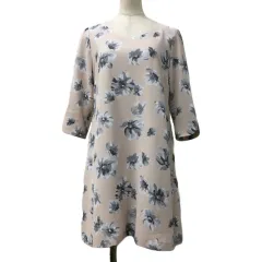 ミッシュマッシュ MISCH MASCH ワンピース Aライン フレア ミニ Vネック 花柄 七分袖 M ピンク 白 ホワイト