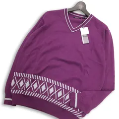 【新品 未使用】 ASHWORTH アシュワース ゴルフ 秋冬 ロゴ刺繍★ Vネック ウール混 ニット セーター Sz.L メンズ 定価1.4万