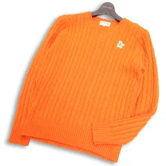JACK BUNNY!! ジャックバニー パーリーゲイツ ゴルフ 秋冬 ウール混★ ケーブル ニット セーター Sz.4　メンズ オレンジ