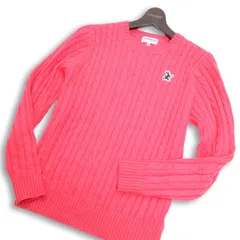 JACK BUNNY!! ジャックバニー パーリーゲイツ ゴルフ 秋冬 ウール混★ ケーブル ニット セーター Sz.4 メンズ ピンク