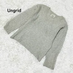 【Ungrid】アングリッド ウール混 Ｖネック ニット セーター ライトグレー サイズFのサムネイル