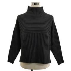 ロペピクニック ROPE Picnic セーター ニット プルオーバー ハイネック リブ 無地 ショート クロップド 長袖 38 茶 グレー ブラウン