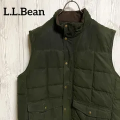 LLBEAN ダウンベスト　グリーン 70's 筆記体タグ L.L.BEAN リップストップ ダウンベスト グリーン 実寸