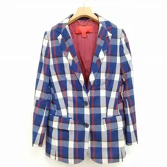 トミーヒルフィガー TOMMY HILFIGER ヒルフィガーコレクション チェック ジャケット テーラード ブレザー 2 ネイビー系