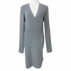 パトリツィアペペ PATRIZIA PEPE 美品 リブニットワンピース カシュクール風 ロング 長袖 チャーム 2 170/92A M相当 グレー Xのサムネイル