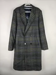 ザラ M メンズ オーバーサイズ CHECK ロング ダブル コート