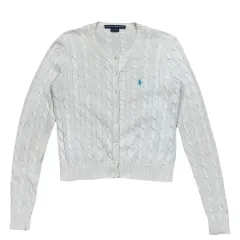 RALPH LAUREN 白 ケイブル ニット カーディガン M