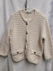 ZARA ザラ ラウンデッド長袖ニットカーディガン レディース S