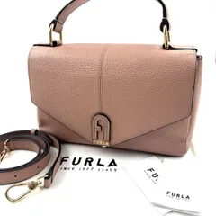 フルラ　ダフネ　2way　ハンドバッグ　ショルダーバッグ　✨ ほぼ新品　現行✨FURLA　DAFNE　シボ革　くすみピンク　PINK　アーチロゴ　極美品　保存袋　他　付属品　多数