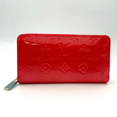 LOUIS VUITTON  モノグラムヴェルニ  ラウンドジップ エナメルレザー レッド 長財布 ゴールド M90200