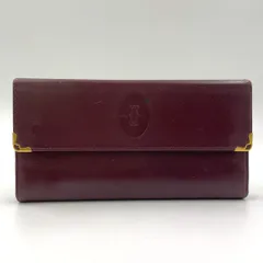 Cartier マストライン がま口 レザー ボルドー 長財布 ゴールド