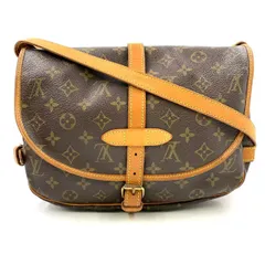 LOUIS VUITTON ソミュール30 モノグラム モノグラム レザー×PVC ブラウン ショルダーバッグ ゴールド M42256 