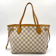 LOUIS VUITTON ネヴァーフルPM ダミエアズール ダミエアズール レザー×PVC ホワイト トートバッグ ゴールド N51110
