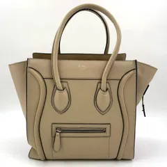 CELINE ラゲージ ミニ レザー ベージュ ハンドバッグ シルバー