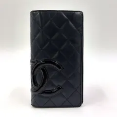 CHANEL カンボンライン ココマーク シリアル番号10番台 レザー ピンク×ブラック 二つ折り長財布 シルバー A26717