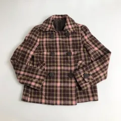 チェック ダブルブレストコート