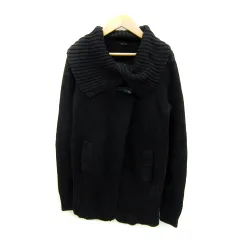 セオリー Theory ニットカーディガン ミドル丈 無地 麻 リネン 2 黒 ブラック /SY32