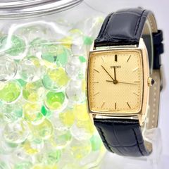 SEIKO レクタンギュラー ゴールド 革 美品 箱・保証書付 レザーベルト