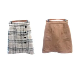 アプワイザーリッシェ Apuweiser-riche 台形スカート ひざ丈 リバーシブル ツイード チェック 2 M ベージュ /AU