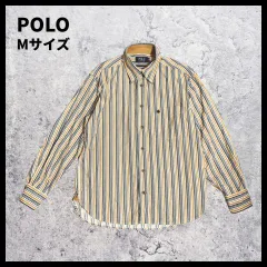 POLO コーデュロイシャツ M ストライプ 刺繍ロゴ 長袖 古着