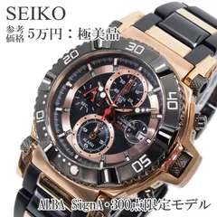 稼働品 送料無料 セイコー 腕時計 クォーツ 3針 メンズ ALBA SignA アルバ シグナ 300点限定モデル YM62-X172 AF3D18X1 黒 ピンクゴールド クロノグラフ 珍しい 輸入モデル 目立つ 重厚感 ロゴ ブランド 綺麗 X444