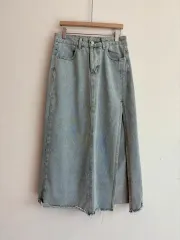 デニム スリット ロング丈スカート