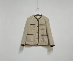 ツイード ノーカラージャケット
