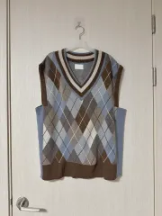 ルーハ A17h ブルーグレー アーガイル ニット ベスト