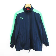 プーマ PUMA ジャージ ジャケット 長袖 ジップアップ シャドーストライプ ロゴ SS ネイビー×イエローグリーン スポーツウェア ※EKM