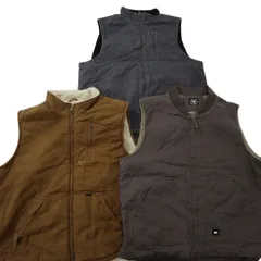 古着卸 まとめ売り ダック地 ベスト ジャケット 3枚セット (メンズ 2XL ) ディッキーズ Lee 裏地ボア 中古 古着 ND1377