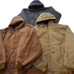 古着卸 まとめ売り ダック地 アクティブ型 ジャケット 3枚セット (メンズ 2XL /3XL ) ディッキーズ フーディー 中古 古着 ND1409