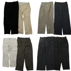 古着卸 まとめ売り スラックス パンツ 8枚セット (メンズ 36 /38 ) ワイド テーパード ストレート ツータック 中古 古着 ND1487