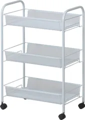 【新着商品】ホワイト 3段 メッシュトローリー 69292 不二貿易(Fujiboeki)