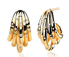 【数量限定】女性 品質キャッチ２個付き 金属アレルギー対応 エレガント 14kゴールドコーティング 高級キュービックジルコニア 誕生日ギフト人気 ゴールドイヤリング レディース 両耳セット スタッドピアス Fettero