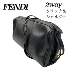 希少✤【FENDI／フェンディ】2way クラッチバッグ（セカンドバッグ）／ショルダーバッグ ポーチ　ヴィンテージ FF 黒 1220